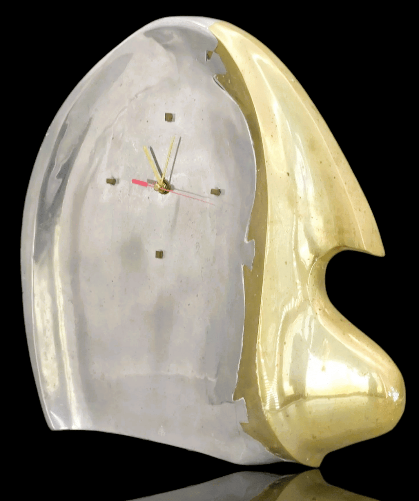 David Marshall Brutalist Design Tisch Quarzuhr Motiv ca. 1940 Aluminium Messing - Sammler-Uhren