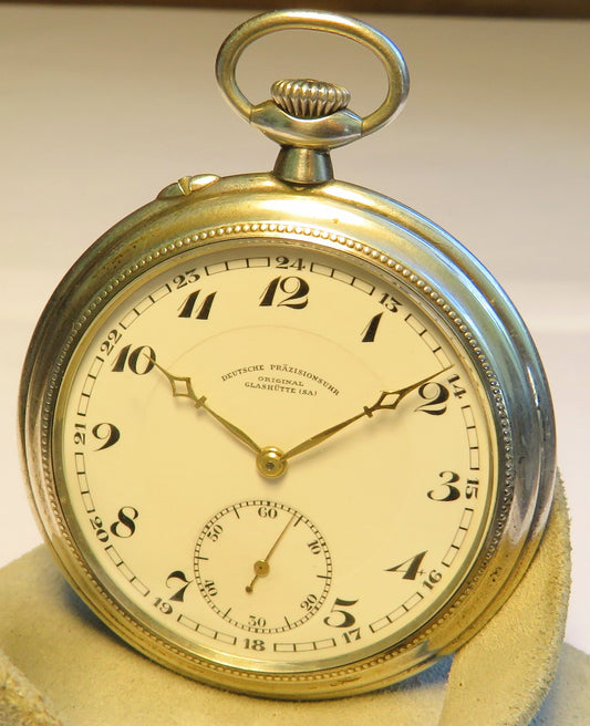 Deutschen Präzisionsuhr Original Glashütte Taschenuhr 0,800 Silber Schwanenhals - Sammler - Uhren