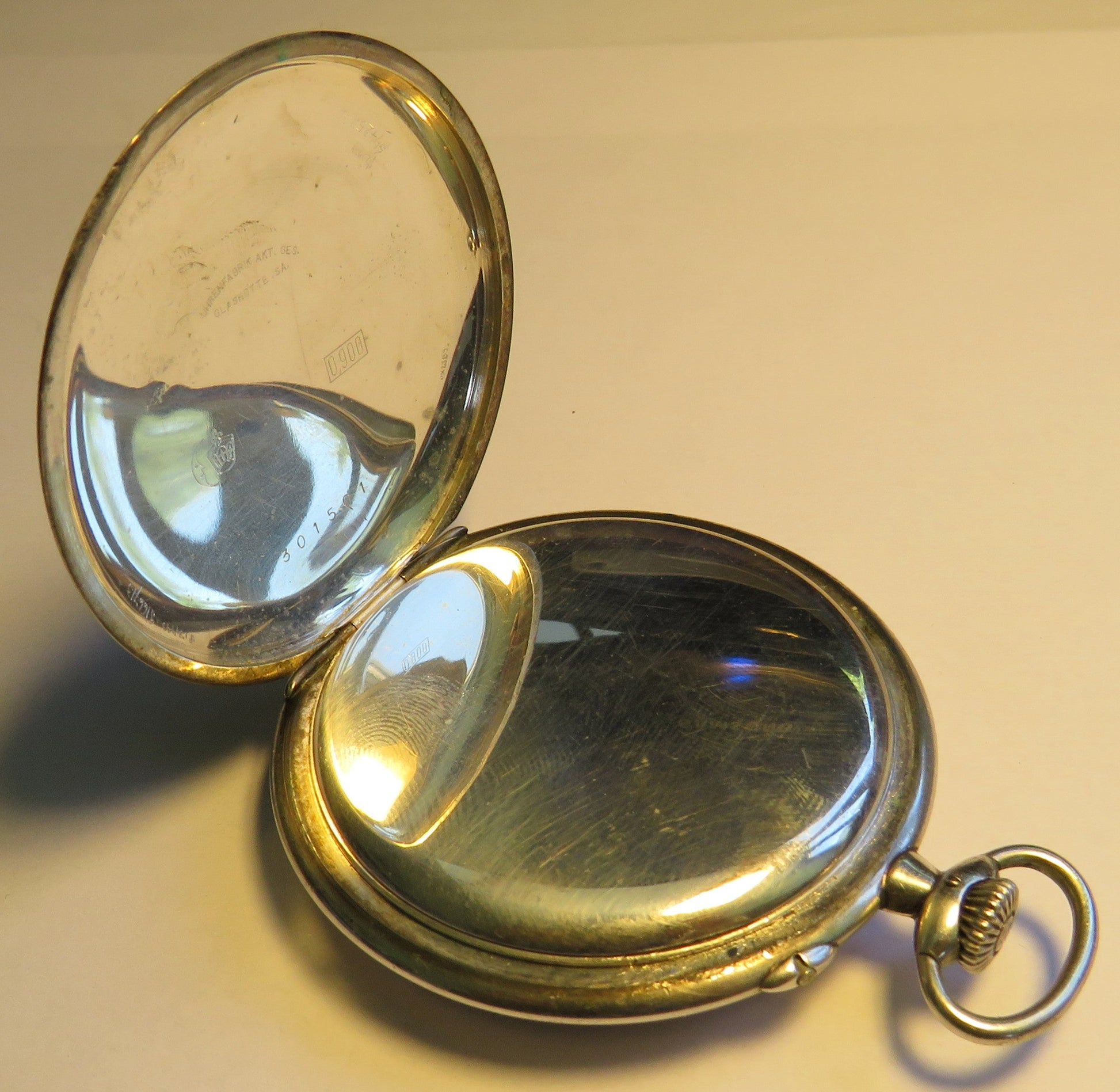 Deutschen Präzisionsuhr Original Glashütte Taschenuhr 0,800 Silber Schwanenhals - Sammler - Uhren