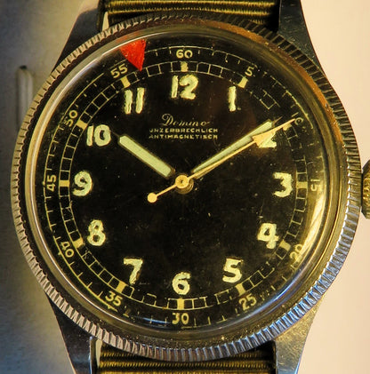 Domino frühe Pfeilindex Fliegeruhr Pilot Watch Reichsluftwaffe 1930 WK2 läuft - Sammler - Uhren