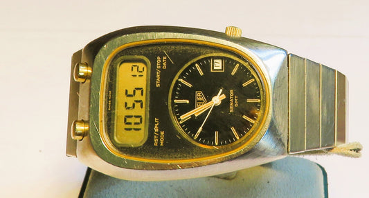 Ed Heuer Senator GMT Ref. 107.413 Digital mechanische Hybrid Luxus HAU - Sammler - Uhren