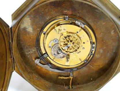 Englische 13cm antike Kutscheruhr Repitition Datum ca. 1760 - Restaurationsobjekt - Sammler - Uhren