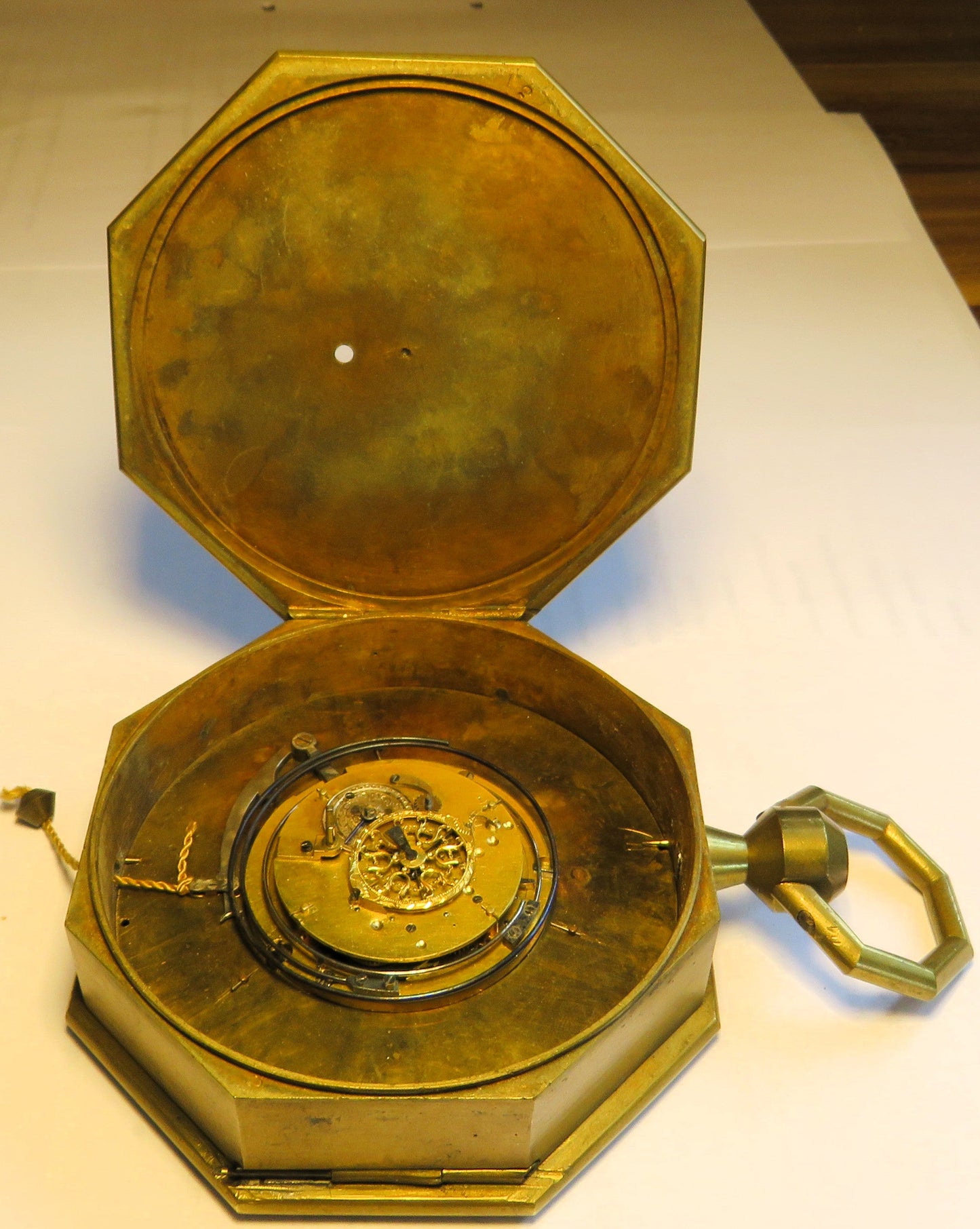 Englische 13cm antike Kutscheruhr Repitition Datum ca. 1760 - Restaurationsobjekt - Sammler - Uhren