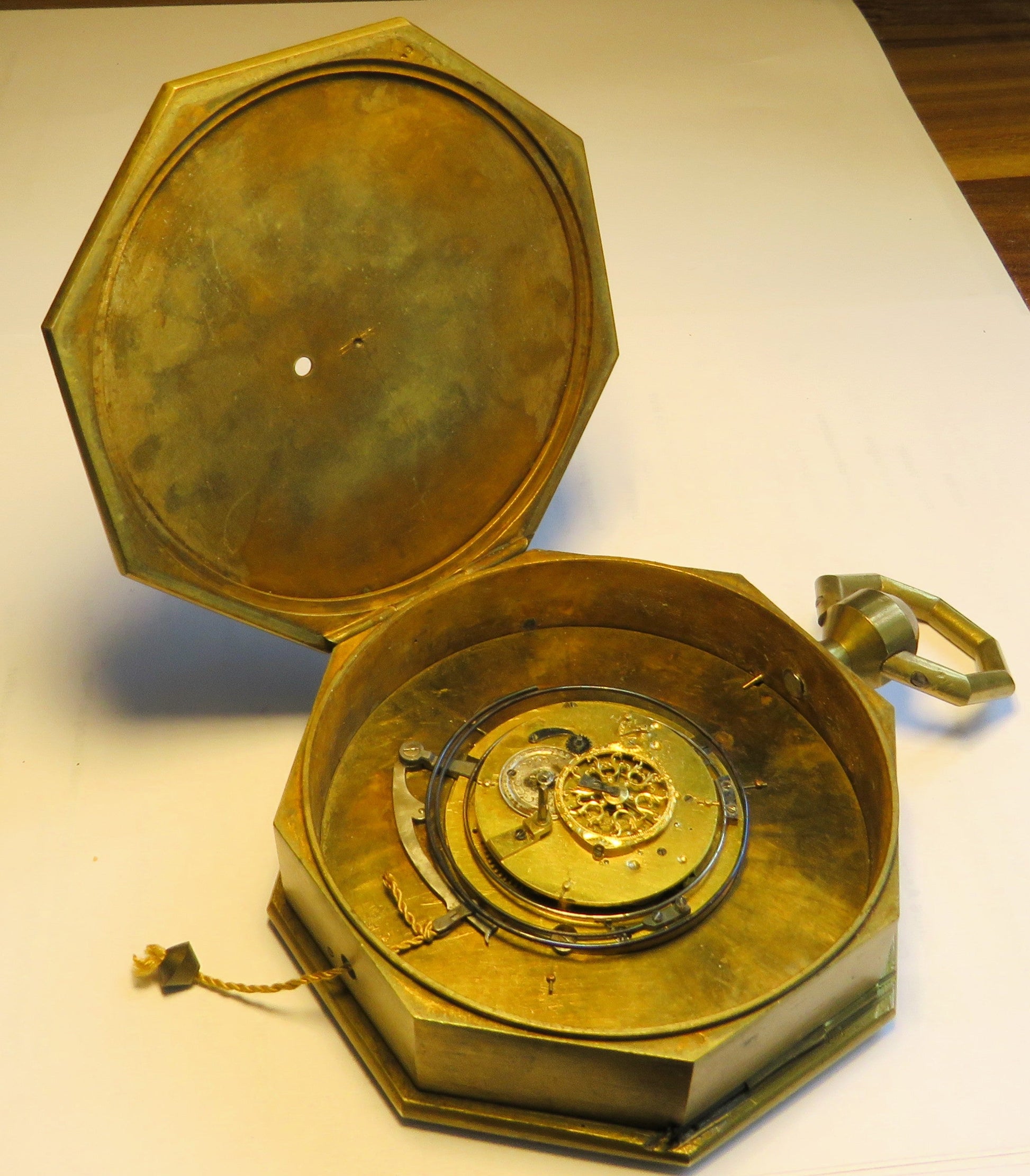 Englische 13cm antike Kutscheruhr Repitition Datum ca. 1760 - Restaurationsobjekt - Sammler - Uhren