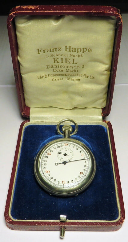 F. W. Kreis Berlin Franz Happe Kiel Schnelläufer Stoppuhr WK WW 1 Fullset OVP - Sammler - Uhren