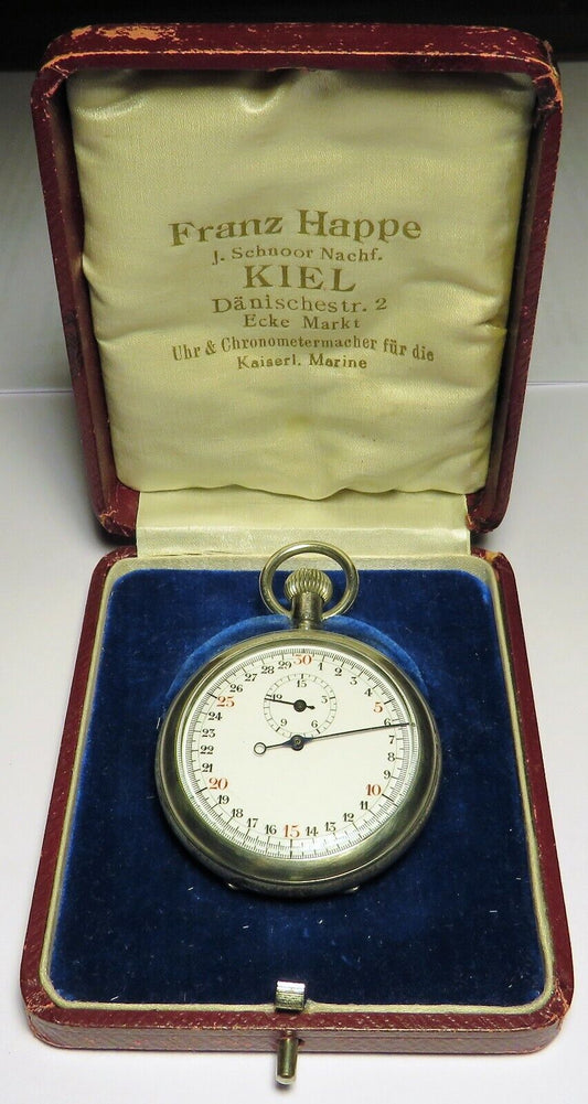 F. W. Kreis Berlin Franz Happe Kiel Schnelläufer Stoppuhr WK WW 1 Fullset OVP - Sammler - Uhren