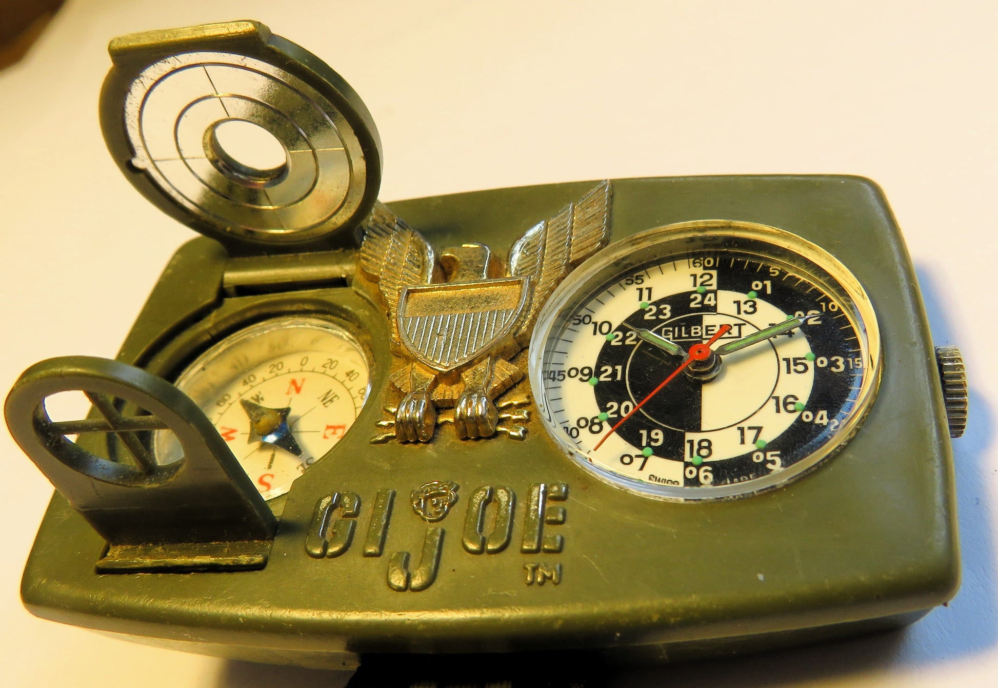 Gilbert GI Joe große mechanische Militäruhr Kompass Vietnam Krieg ca. 1970 - Sammler - Uhren