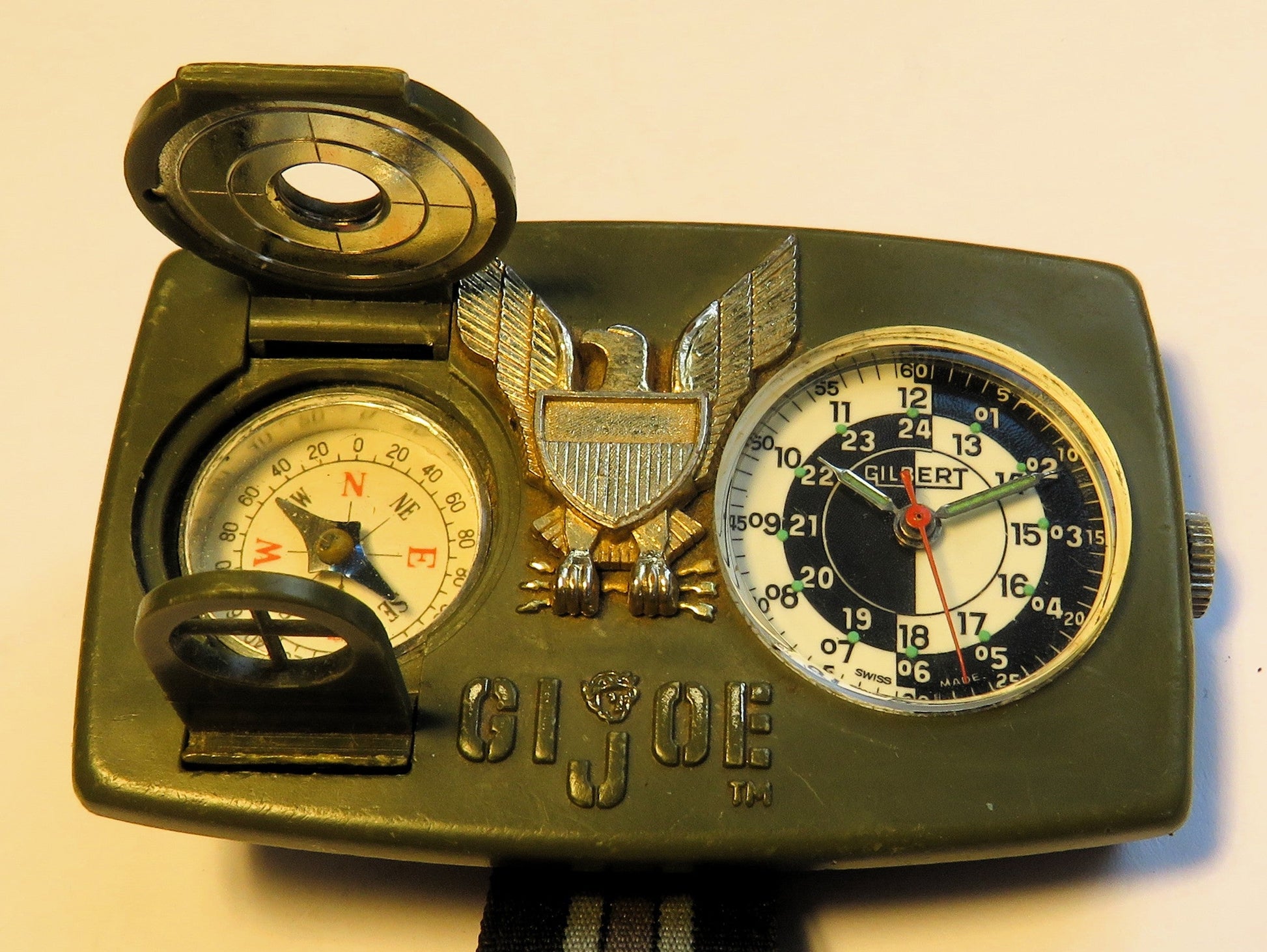 Gilbert GI Joe große mechanische Militäruhr Kompass Vietnam Krieg ca. 1970 - Sammler - Uhren