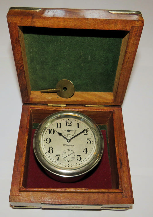 Hamilton Schiffs Marine Chronometer mit sagenhaftem Präzisionswerk in Holzbox - Sammler - Uhren