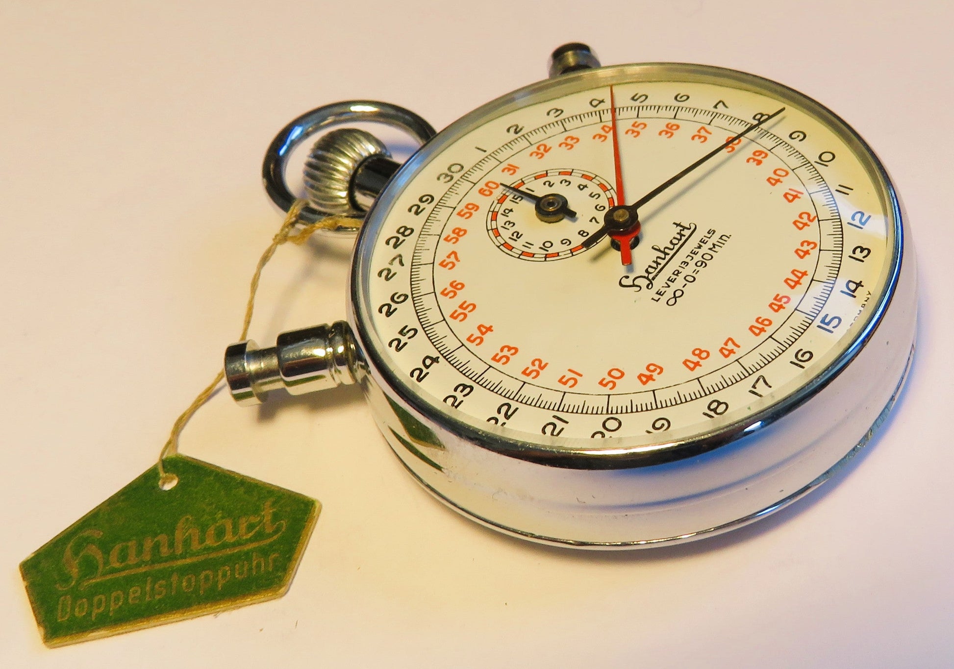 Hanhart NOS nagelneue Stoppuhr Rattrapante in OVP ca. 1960 mechanisch - Sammler - Uhren