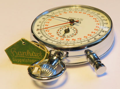 Hanhart NOS nagelneue Stoppuhr Rattrapante in OVP ca. 1960 mechanisch - Sammler - Uhren