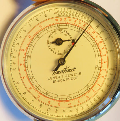 Hanhart Torpedo Laufzeit Artillerie Stoppuhr Bund ca. 1960 Fullset Box Papiere - Sammler-Uhren