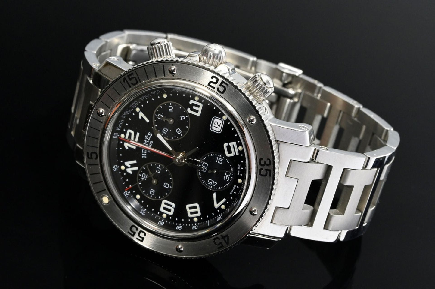 Hermes Clipper Wtach Herren Luxus Chronograph Quarz Originalverpackung Fullset - Sammler - Uhren