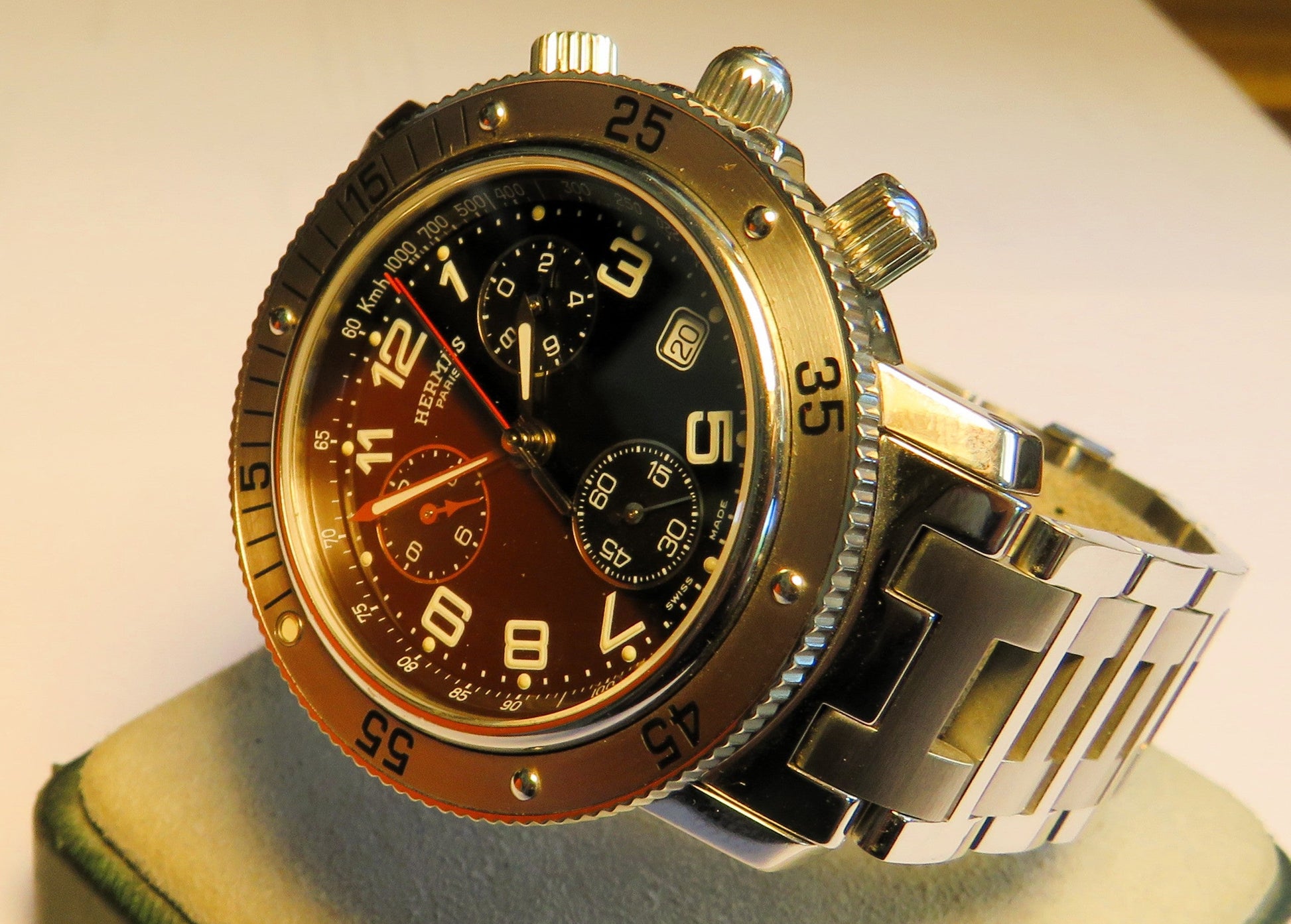 Hermes Clipper Wtach Herren Luxus Chronograph Quarz Originalverpackung Fullset - Sammler - Uhren