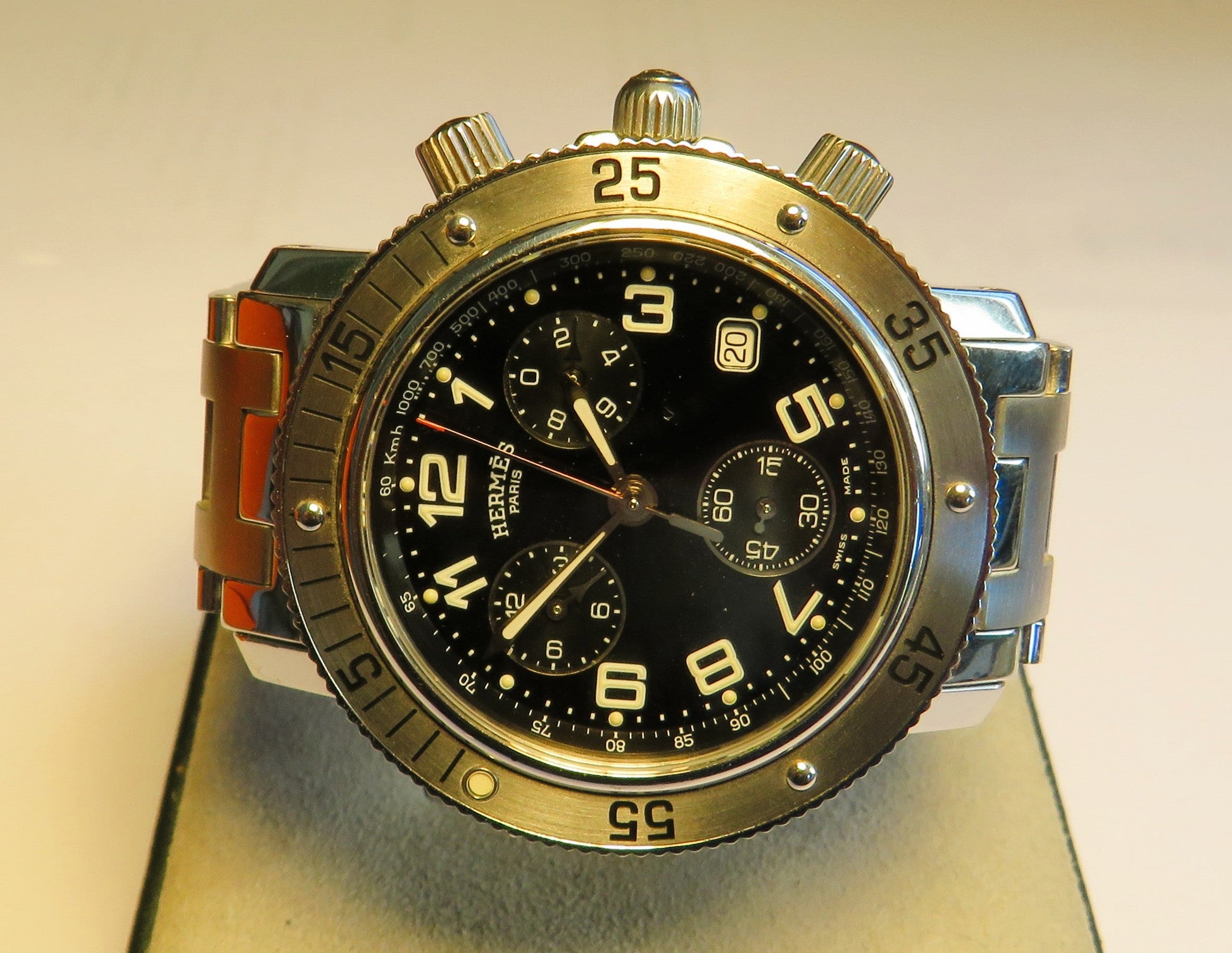 Hermes Clipper Wtach Herren Luxus Chronograph Quarz Originalverpackung Fullset - Sammler - Uhren