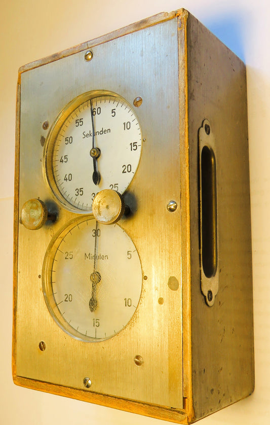 Hessischer Rundfunk TV ralte unbekannte mechanische Doppel Stoppuhr ca. 1957 - Sammler - Uhren