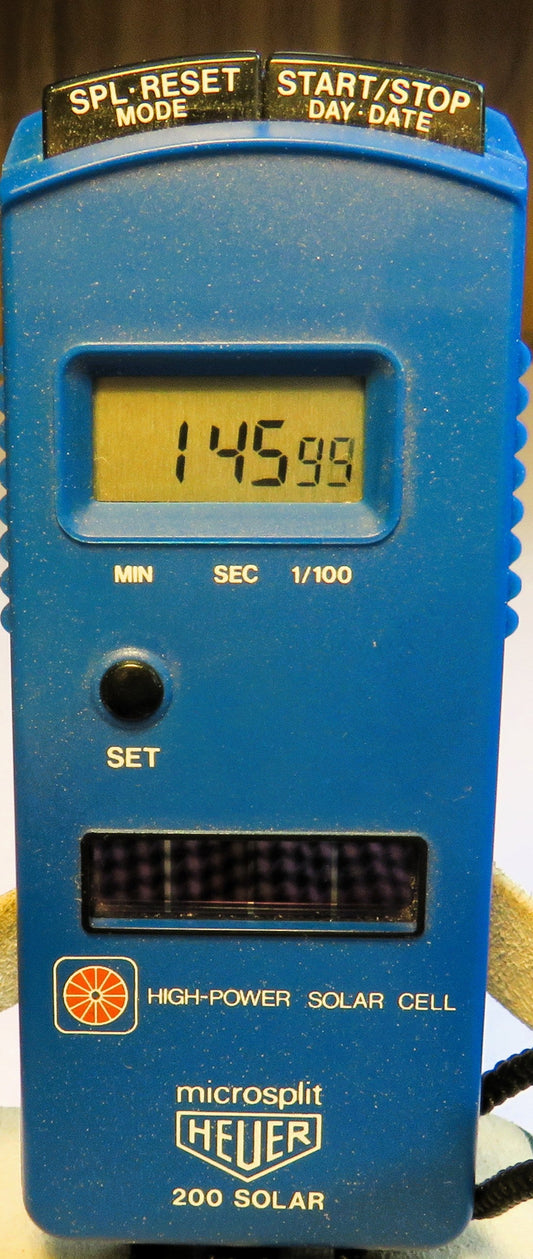 Heuer Biel Microsplit 200 Solar Vintage erste digitale Stoppuhr der Welt - Sammler-Uhren