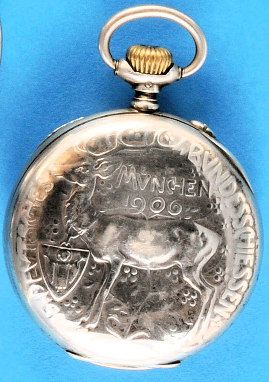 IWC Schaffhausen seltenste Schützenuhr Silber München 1906 Bundesschiessen - Sammler - Uhren