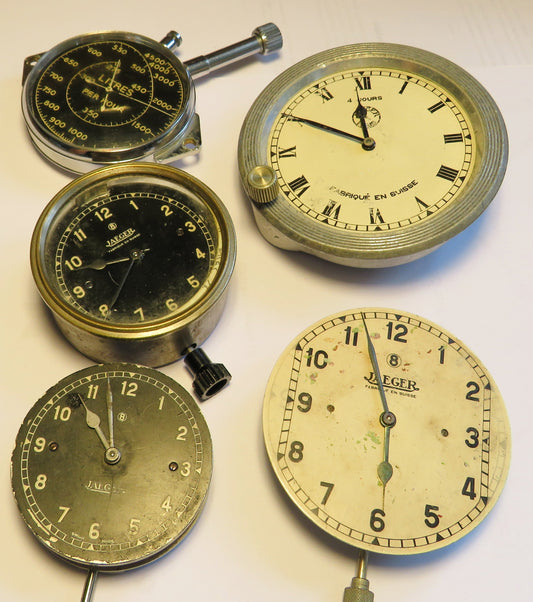 Jaeger LeCoultre 4 mal Borduhr Cockpituhr Einbauuhr 2 x nur Werk 2 x mit Gehäuse - Sammler-Uhren