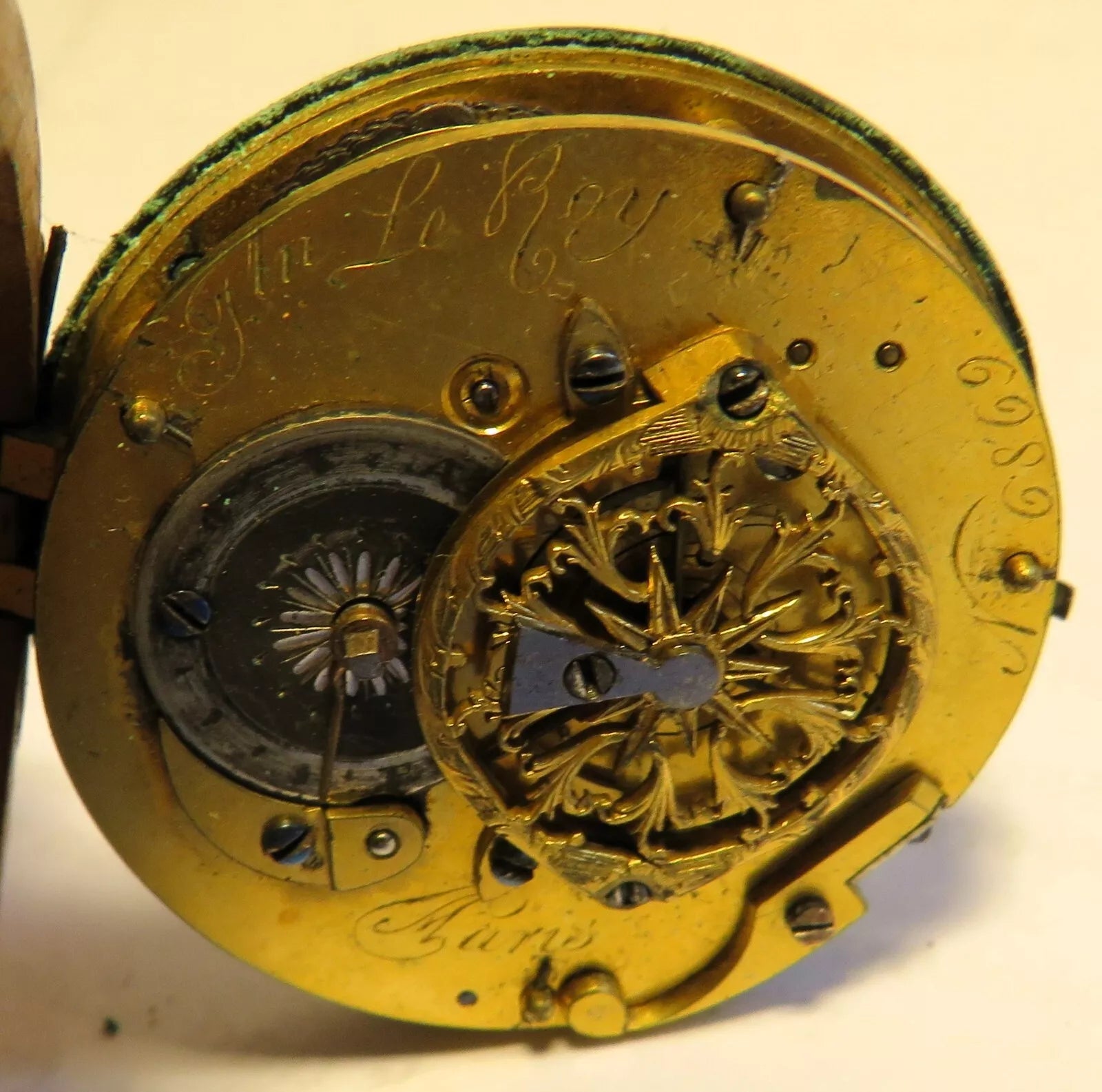 Julien le Roy Paris Bronze Tisch Spindel Tisch Uhr ca. 1720 15 x 15 x 31cm - Sammler - Uhren