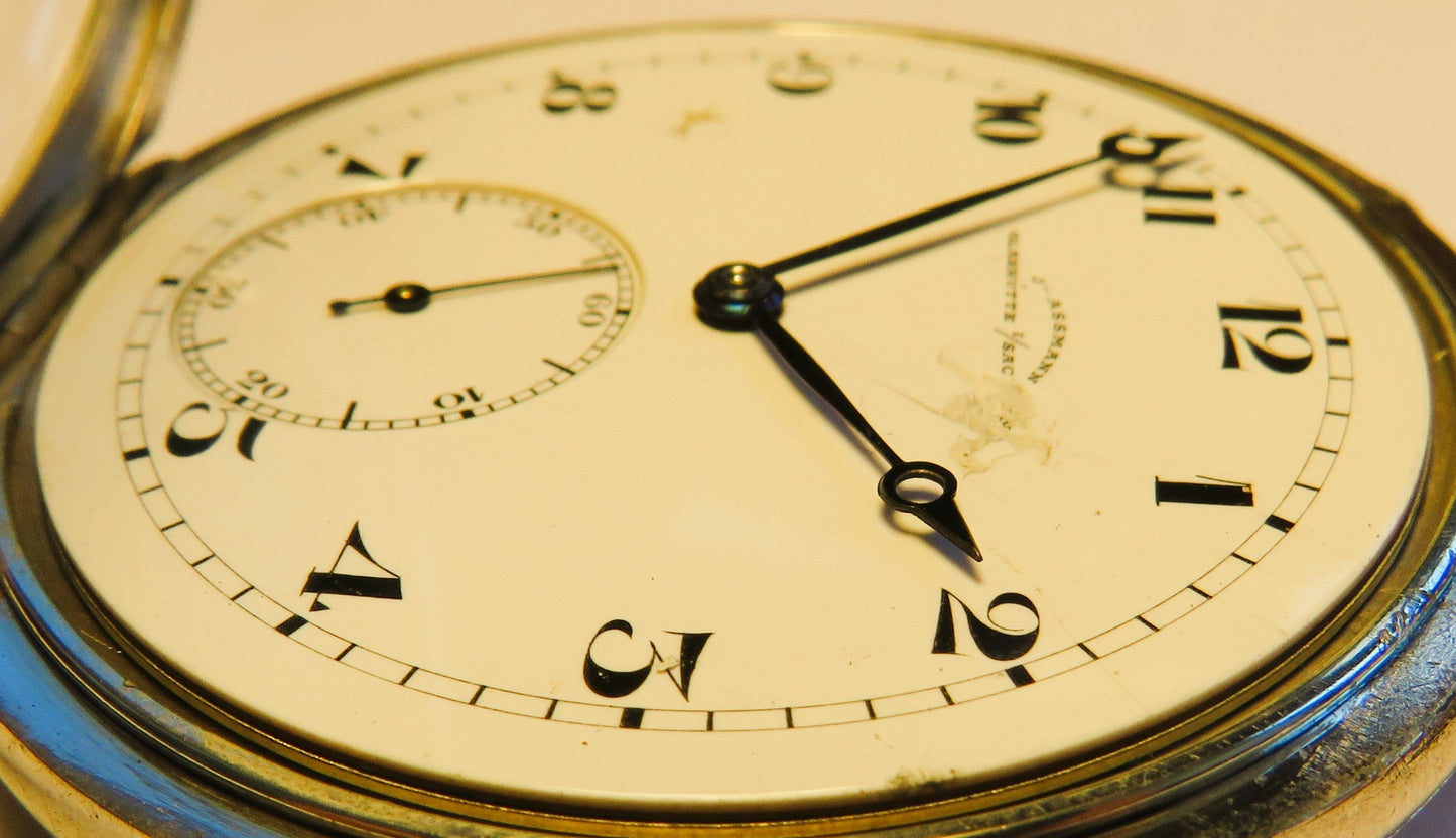 Julius Assmann 900 Silber HTU seltenes Breguet Zifferblatt, Glashütte ca. 1920 - Sammler - Uhren