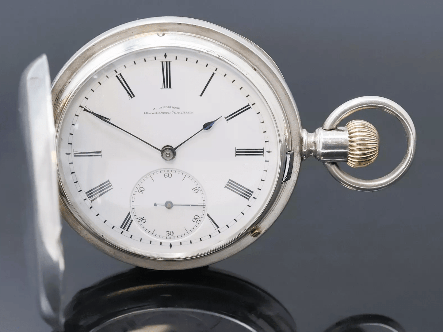 Julius Assmann Glashütte 900 Silber Herrentaschenuhr Gehäuse - und Werk Nummern identisch - Sammler - Uhren