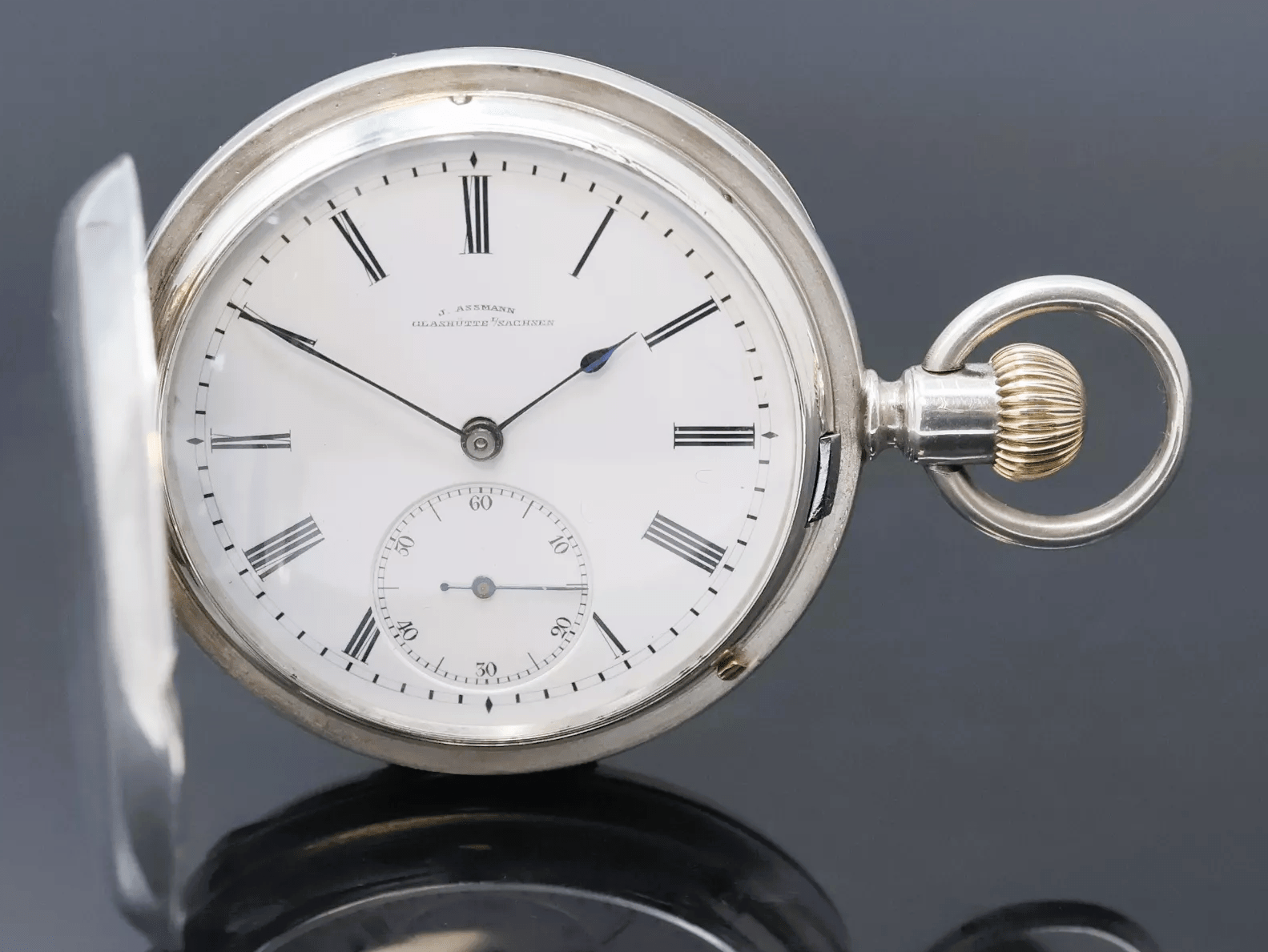 Julius Assmann Glashütte 900 Silber Herrentaschenuhr Gehäuse - und Werk Nummern identisch - Sammler - Uhren