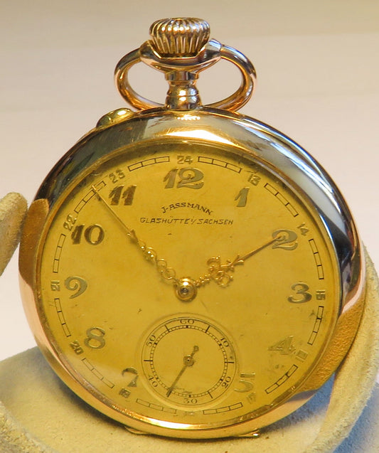 Julius Assmann Glashütte massiv Gold Herrentaschenuhr Lepine 91g Nummern identisch - Sammler - Uhren