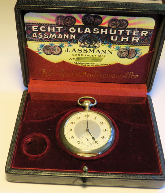 Julius Assmann große Silber HTU seltenes Breguet Zifferblatt, Glashütte 1920 - Sammler - Uhren