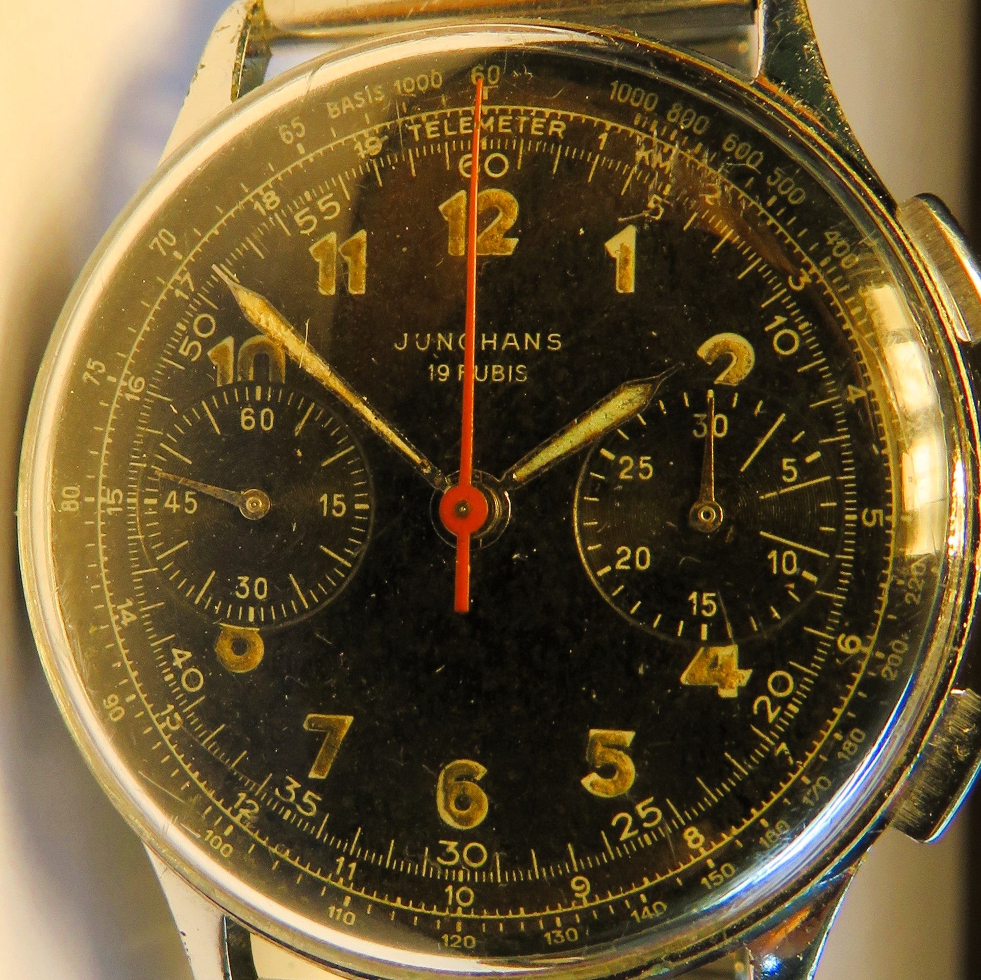 Junghans J88 früher Schaltrad / Flieger Chronograph ca. 1950 - Bundeswehr - Sammler - Uhren