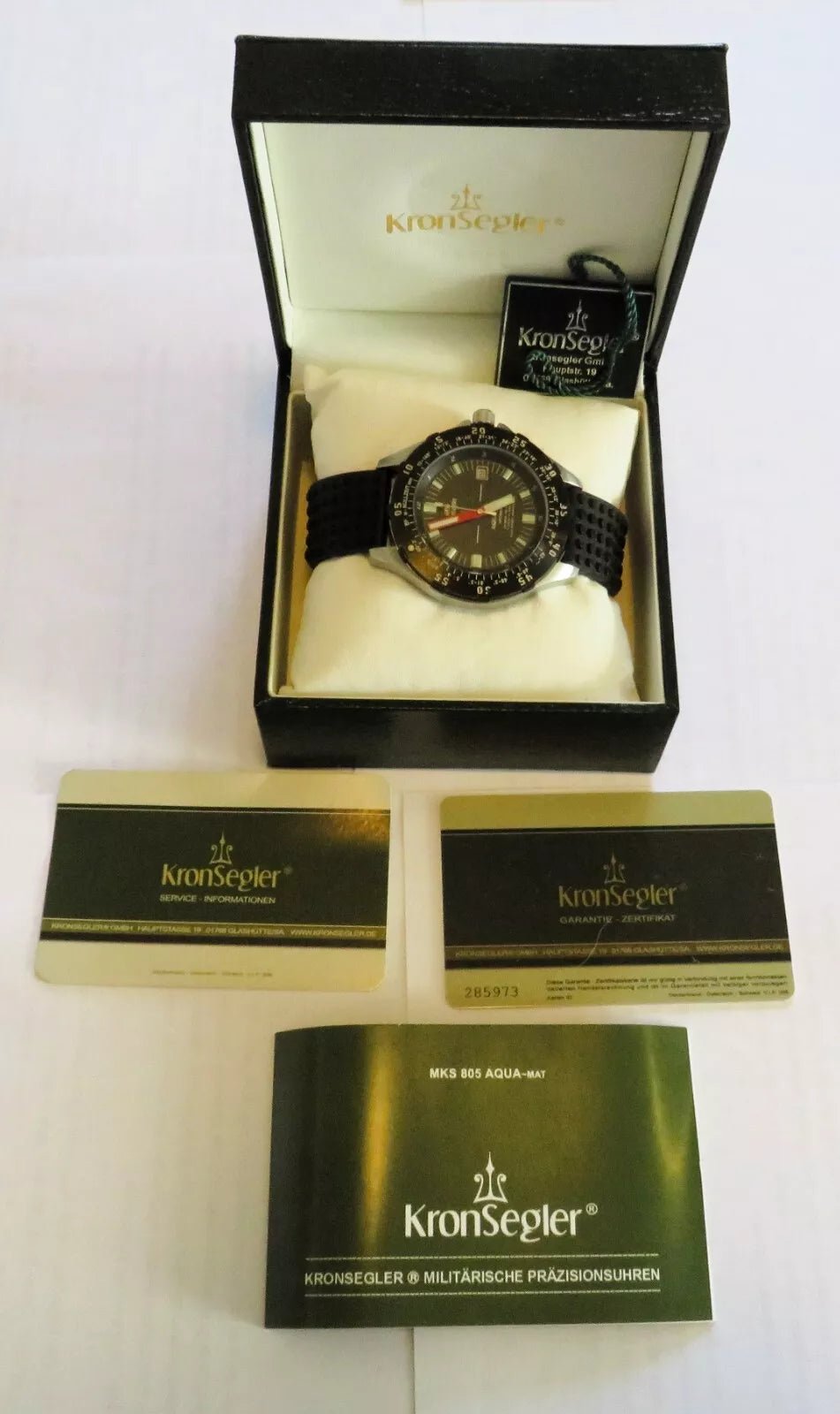 Kronsegler Glashütte Aqua Mat Taucheruhr Herren 200m wasserdicht Fullset Papiere - Sammler - Uhren