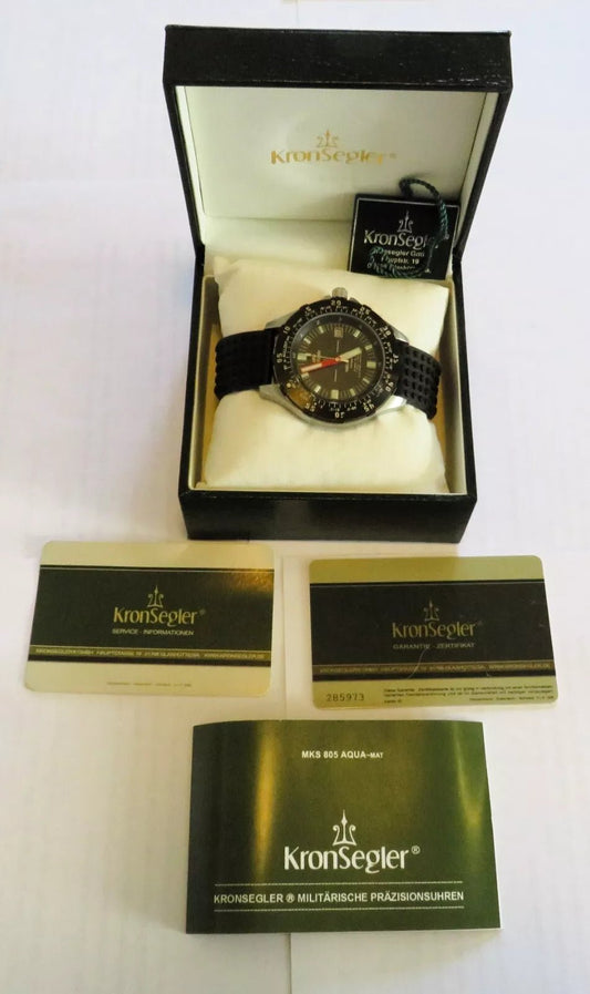 Kronsegler Glashütte Aqua Mat Taucheruhr Herren 200m wasserdicht Fullset Papiere - Sammler - Uhren