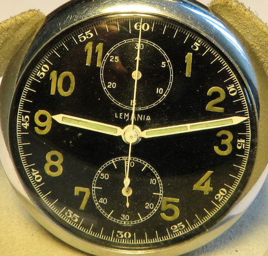 Lemania Militär Beobachtungs Schaltnocken Chronograph 2. Weltkrieg WK 2 ca. 1940 - Sammler - Uhren