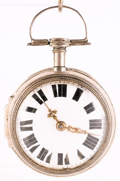 Augsburger Spindeltaschenuhr ca. 1750 massiv Silber Lindenmeyer