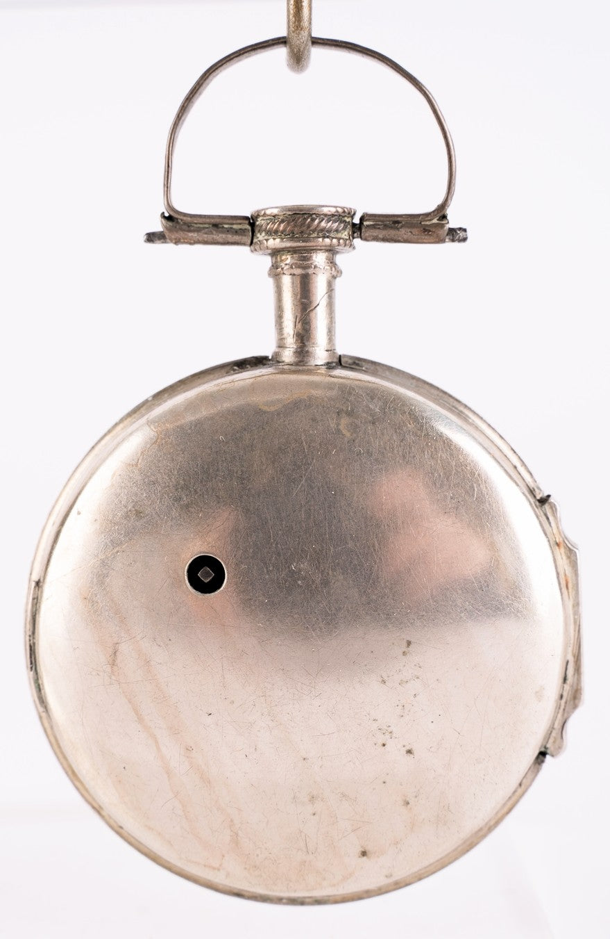 Augsburger Spindeltaschenuhr ca. 1750 massiv Silber Lindenmeyer