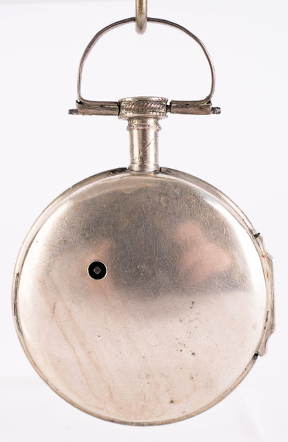 Augsburger Spindeltaschenuhr ca. 1750 massiv Silber Lindenmeyer