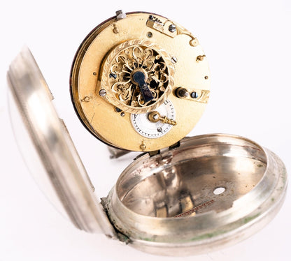 Augsburger Spindeltaschenuhr ca. 1750 massiv Silber Lindenmeyer