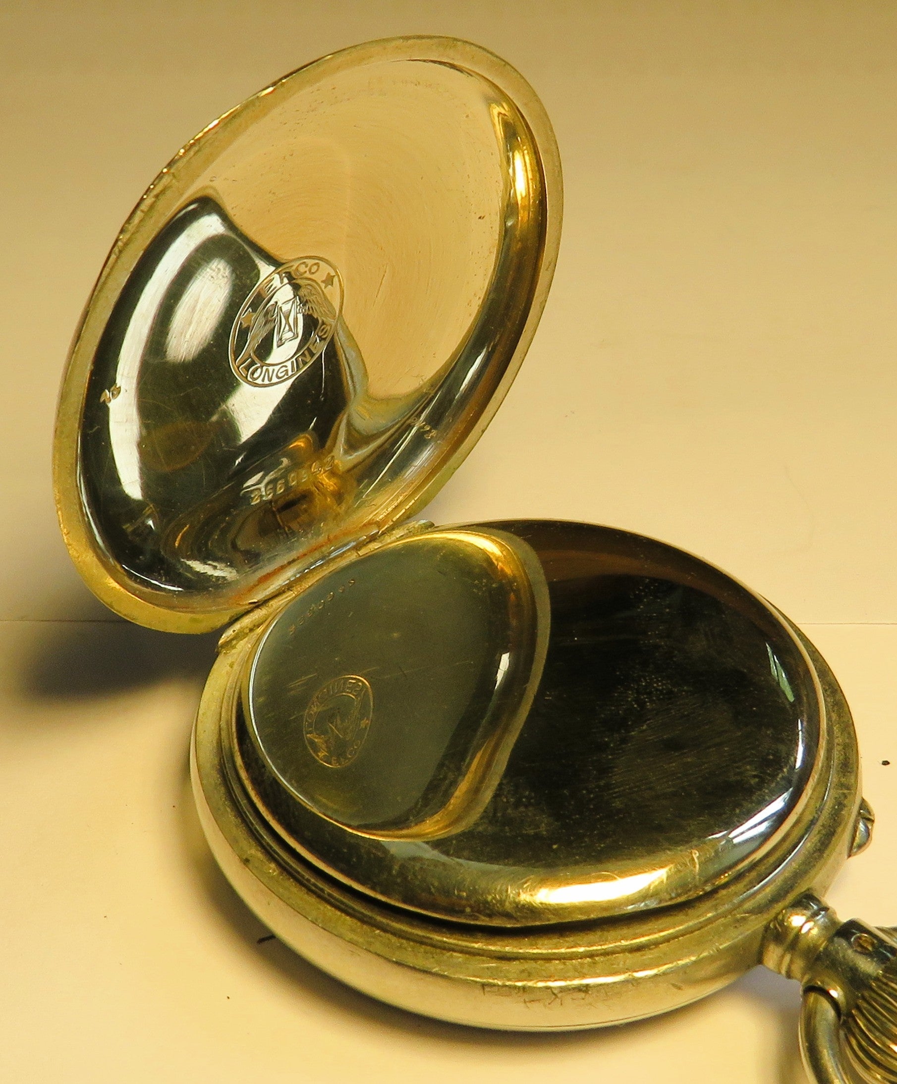 Longines Kal. L 20.52 gravierte Eisenbahner Taschen Uhr Kette / Münze ca. 1920 - Sammler - Uhren