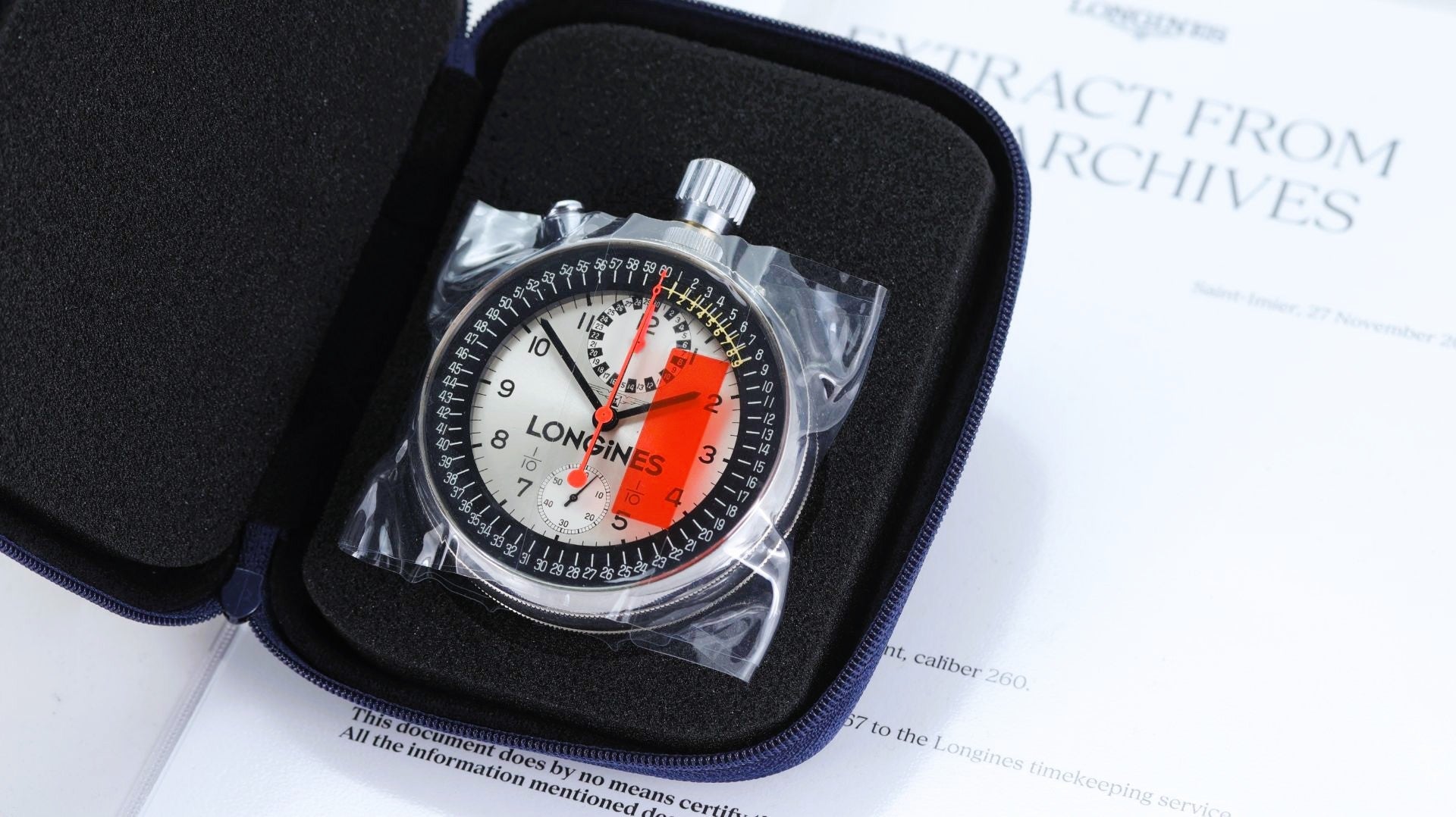 Longines Olympia Stoppuhr 7819 Cal. 260 Olympia Grenoble 1968 mit Archivauszug - Sammler - Uhren