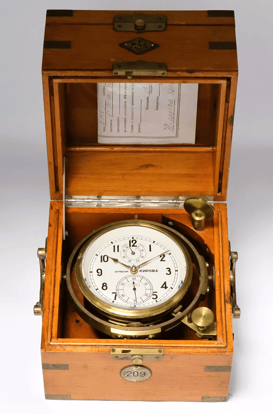 Marine Chronometer Kirowa Poljot 1. Moskauer Uhrenfabrik ca. 1953 Zertifikat - Sammler - Uhren