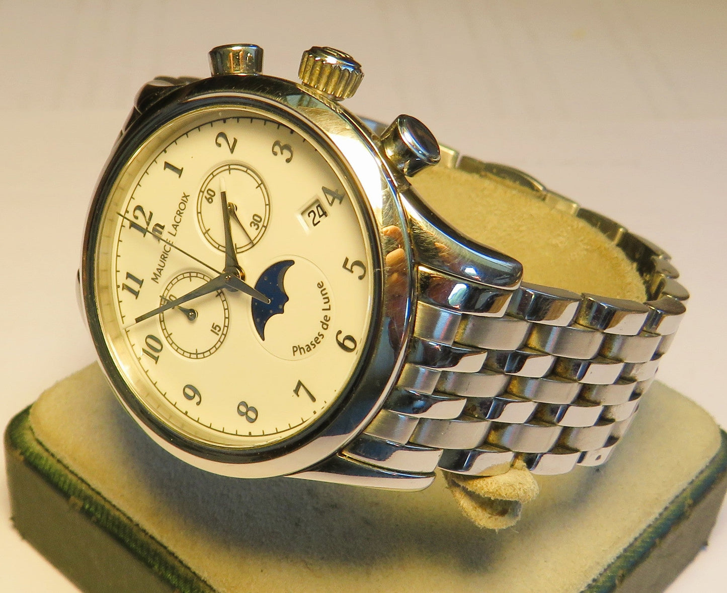 Maurice Lacroix Quarz Chronograph Phase de Lune LC 1087 Fullset OVP Papiere - Sammler-Uhren