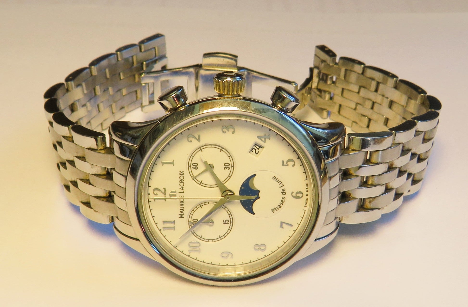 Maurice Lacroix Quarz Chronograph Phase de Lune LC 1087 Fullset OVP Papiere - Sammler-Uhren