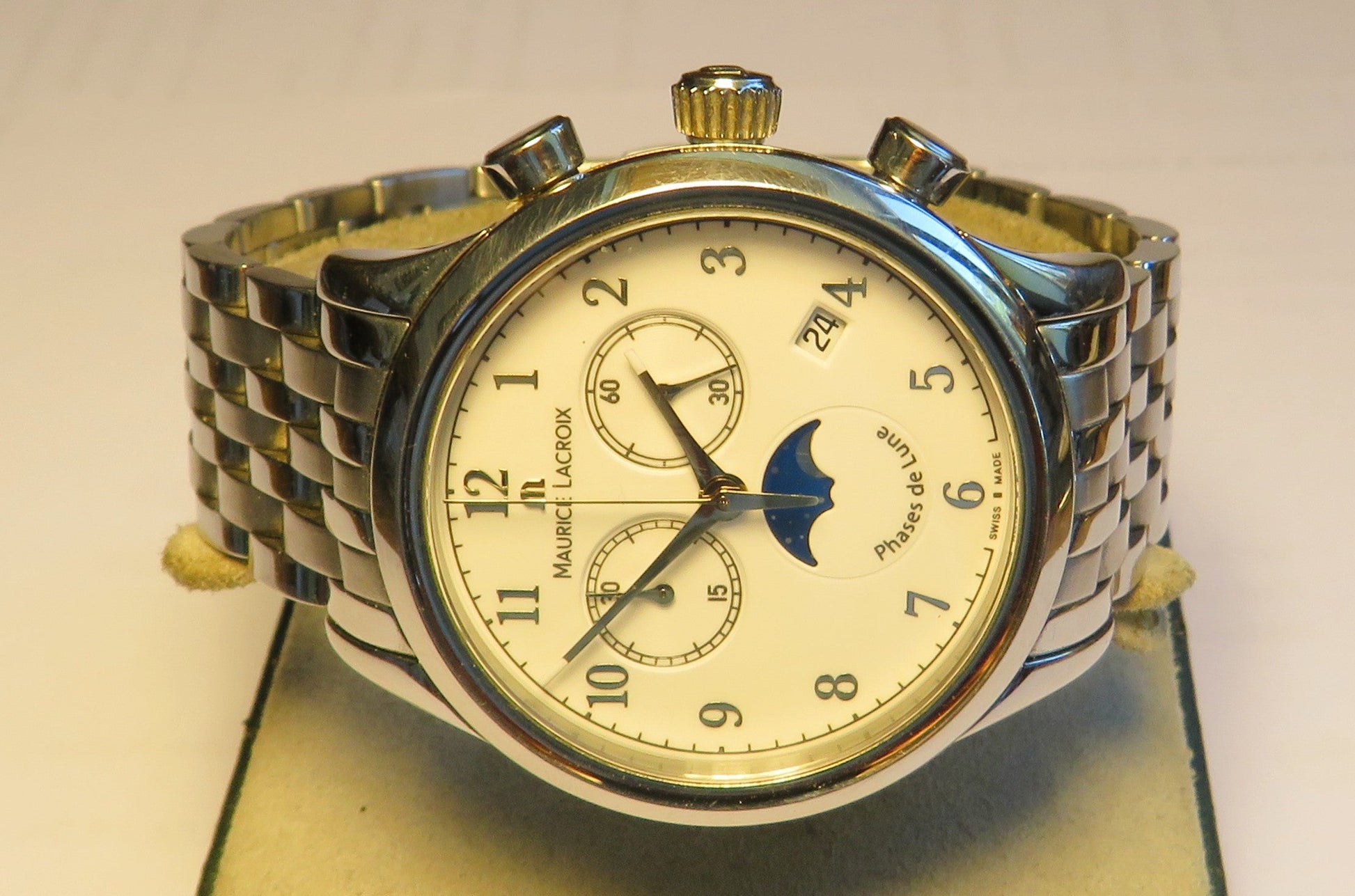 Maurice Lacroix Quarz Chronograph Phase de Lune LC 1087 Fullset OVP Papiere - Sammler-Uhren