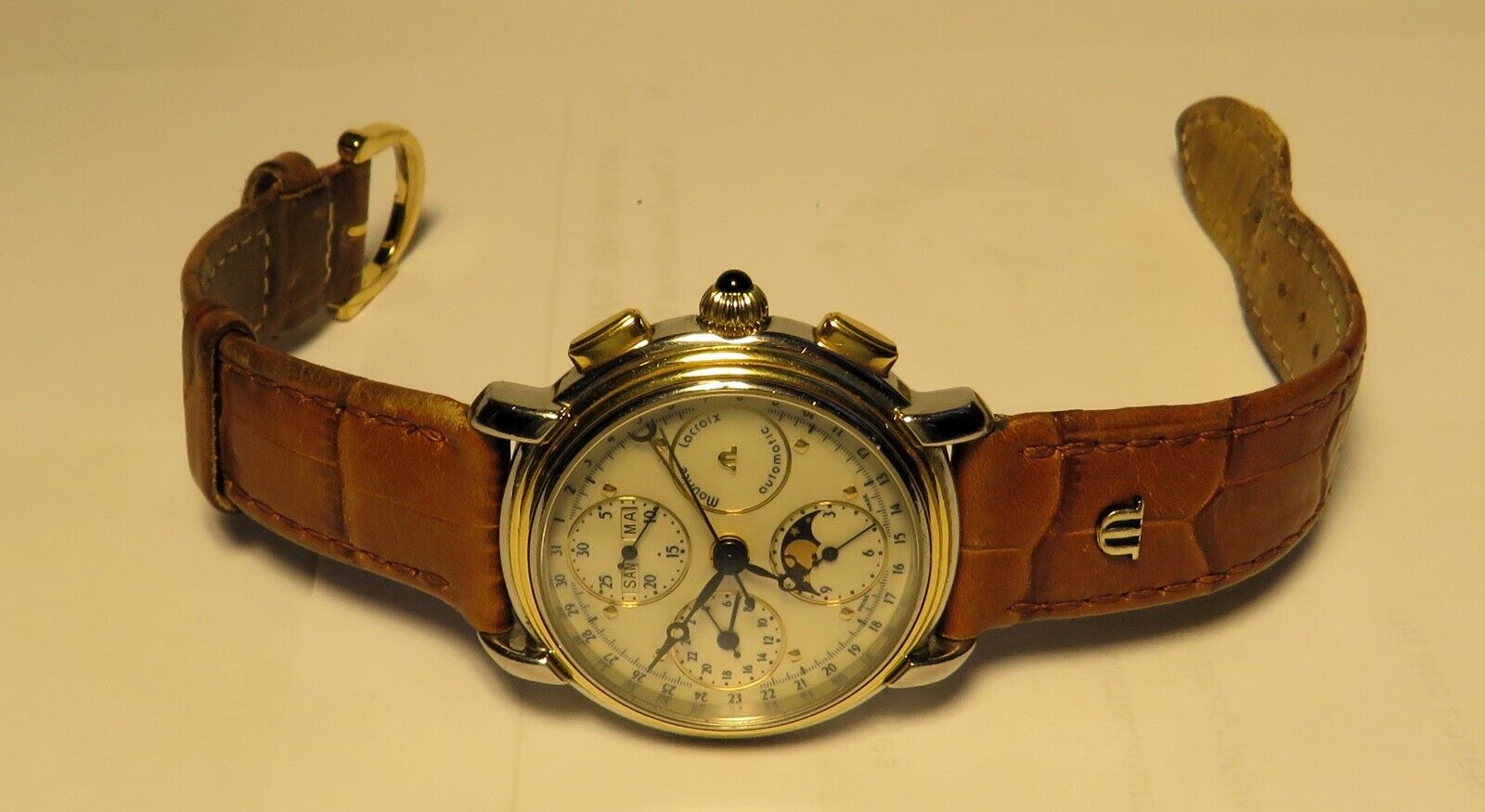 Maurice Lacroix Tomorrow ’ s Classics Stahl Gold Automatic HAU Mondphase OVP Pap - Sammler - Uhren