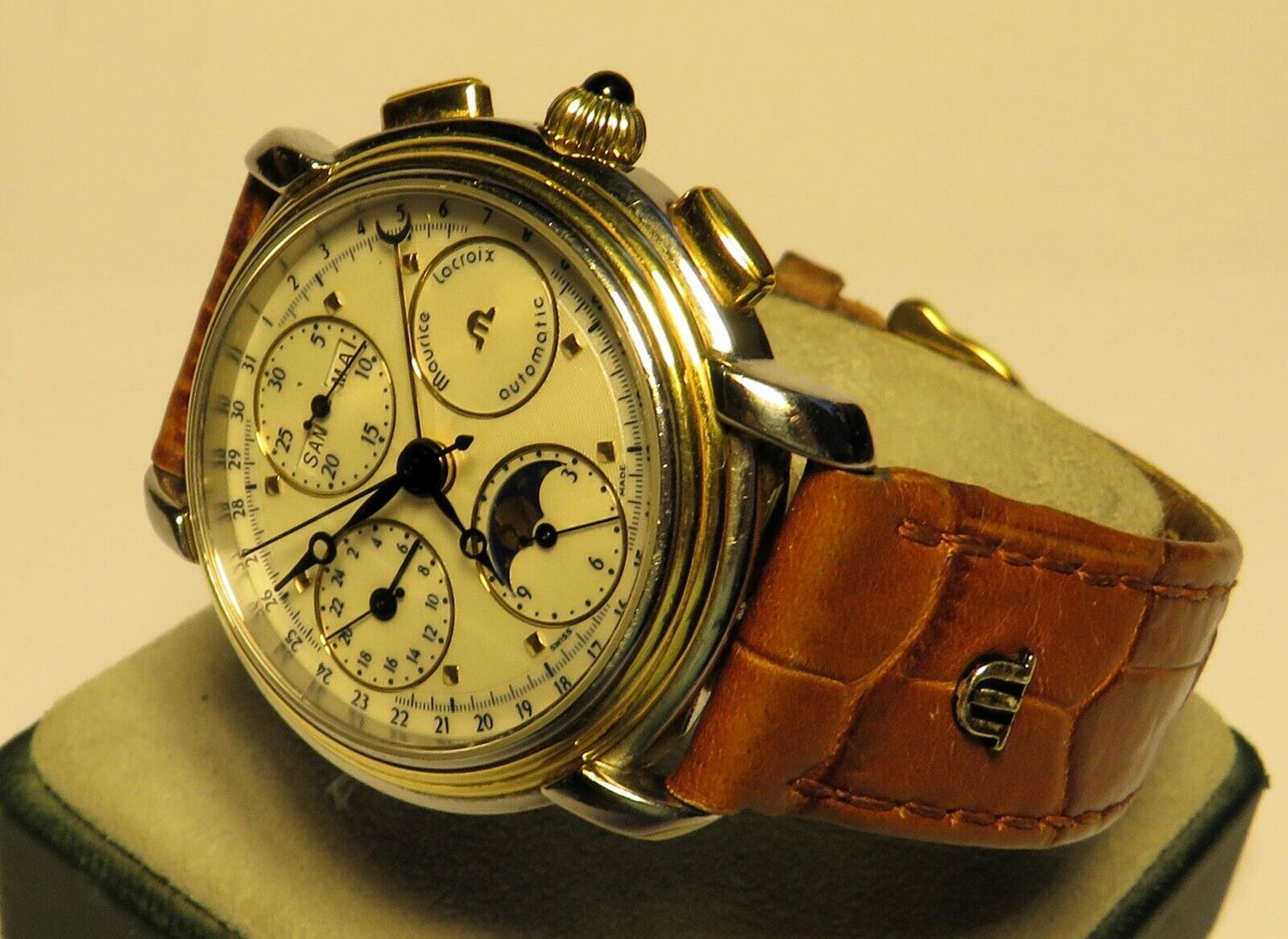 Maurice Lacroix Tomorrow ’ s Classics Stahl Gold Automatic HAU Mondphase OVP Pap - Sammler - Uhren