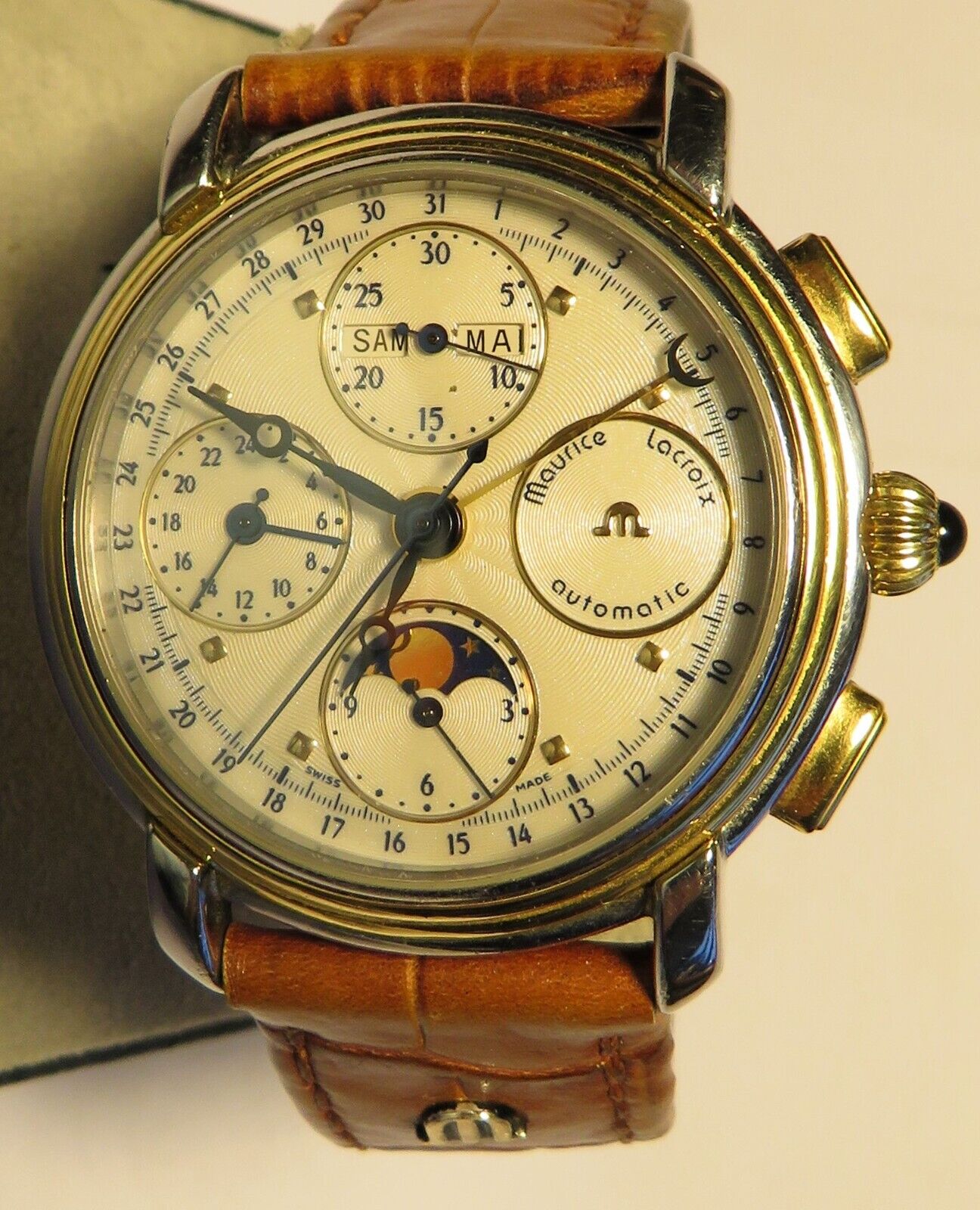 Maurice Lacroix Tomorrow ’ s Classics Stahl Gold Automatic HAU Mondphase OVP Pap - Sammler - Uhren