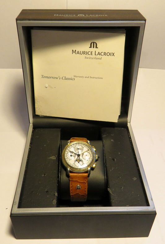 Maurice Lacroix Tomorrow ’ s Classics Stahl Gold Automatic HAU Mondphase OVP Pap - Sammler - Uhren