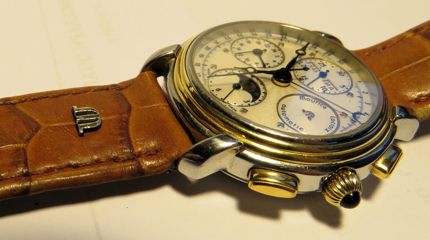 Maurice Lacroix Tomorrow ’ s Classics Stahl Gold Automatic HAU Mondphase OVP Pap - Sammler - Uhren