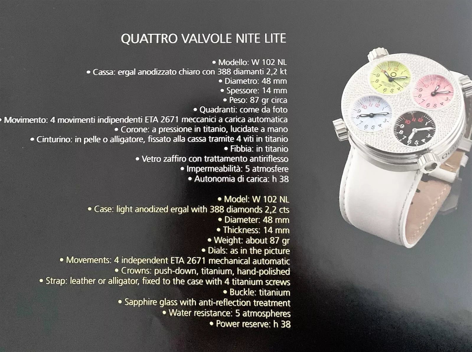 Meccaniche Veloci Quattro Valvole Lite Nite Luxus Design HAU 388 Brillanten - Sammler - Uhren