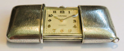 Movado Ermeto 925 Sterling Silber Luxus Schiebe Uhr Reiseuhr ca. 1930 - Sammler - Uhren